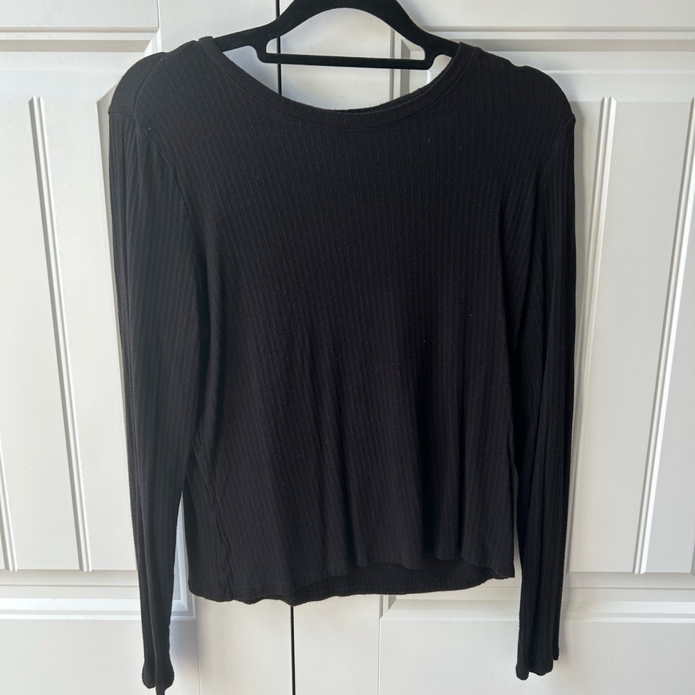Monki Black Long-Sleeve Ribbed Women's Top